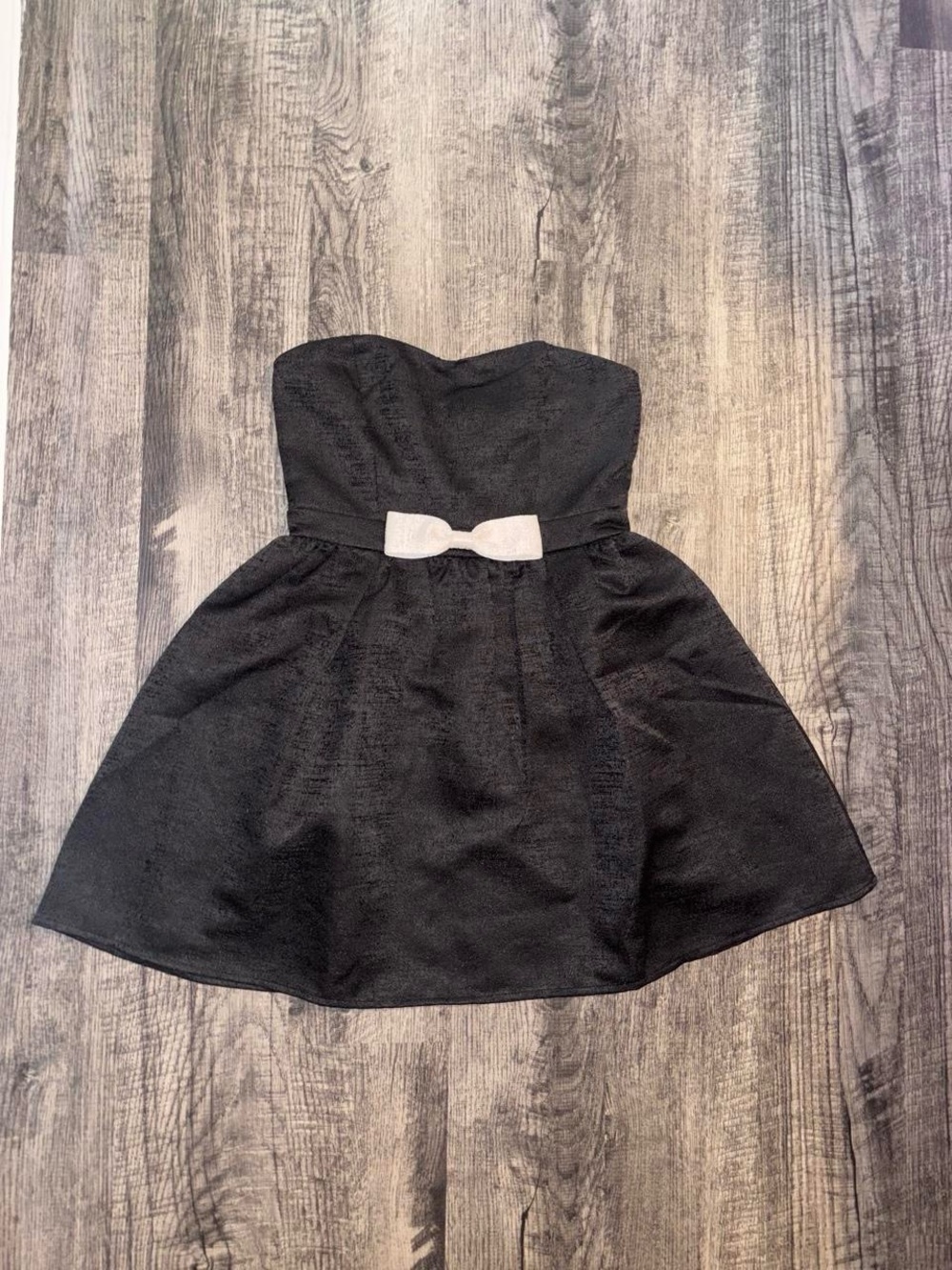 Altar'd State Black Strapless Party Dress with White Bow